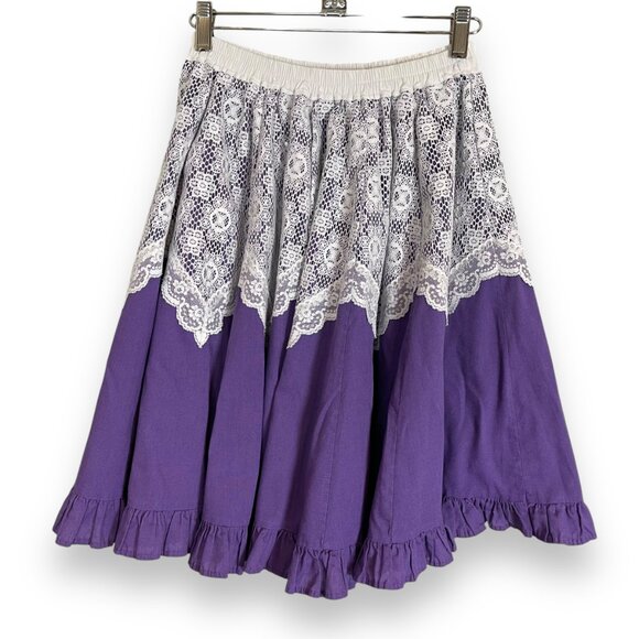 Handmade‎ Skirt Lace Purple White Elastic Waistband Country Line Dance Rodeo - Picture 2 of 10